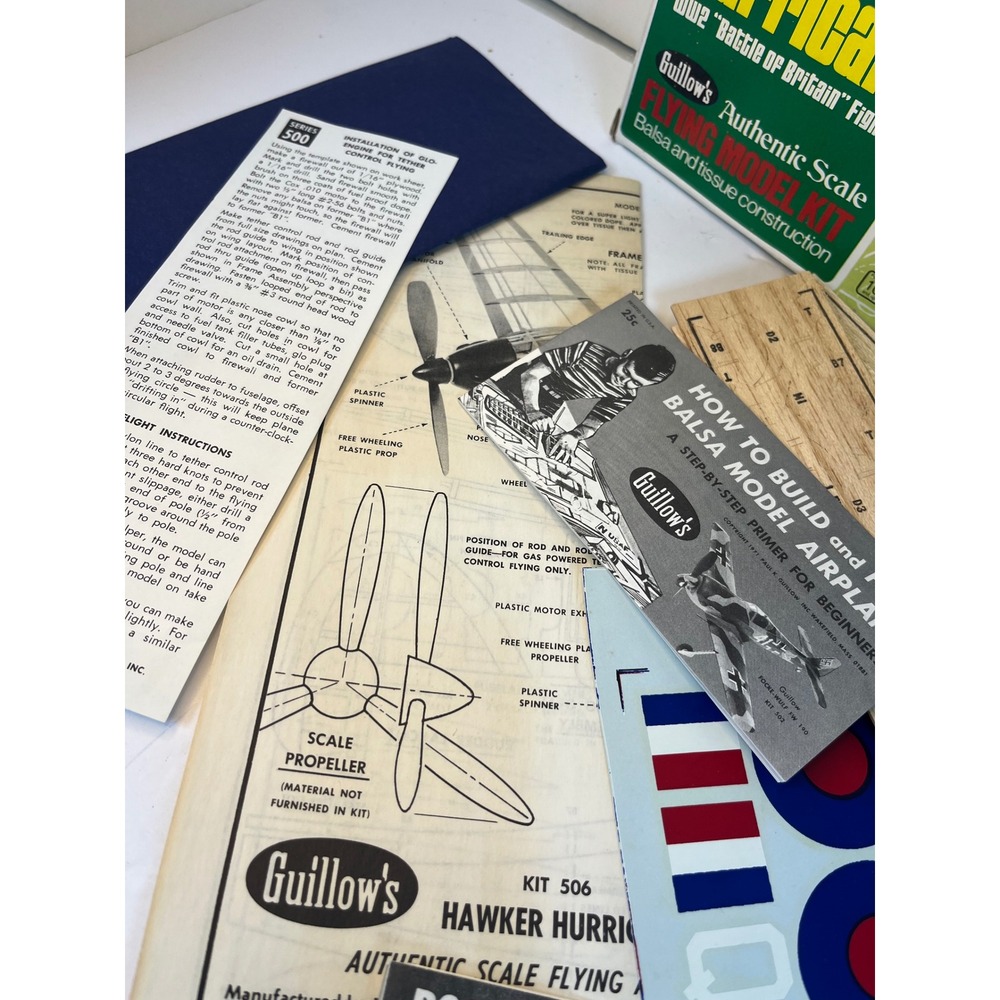 Guillows Hawker Mk-I Hurricane Balsa Flying Model Kit 506 WW2 Fighter 16.5in - Picture 7 of 8